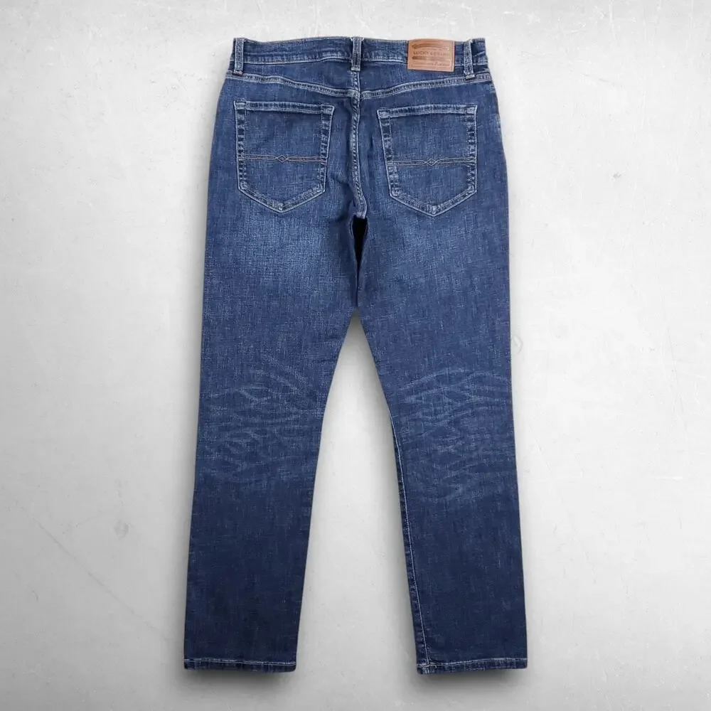 Lucky Brand 121 Slim Straight Jeans Men 32x32 Blue Stretch Faded Modern